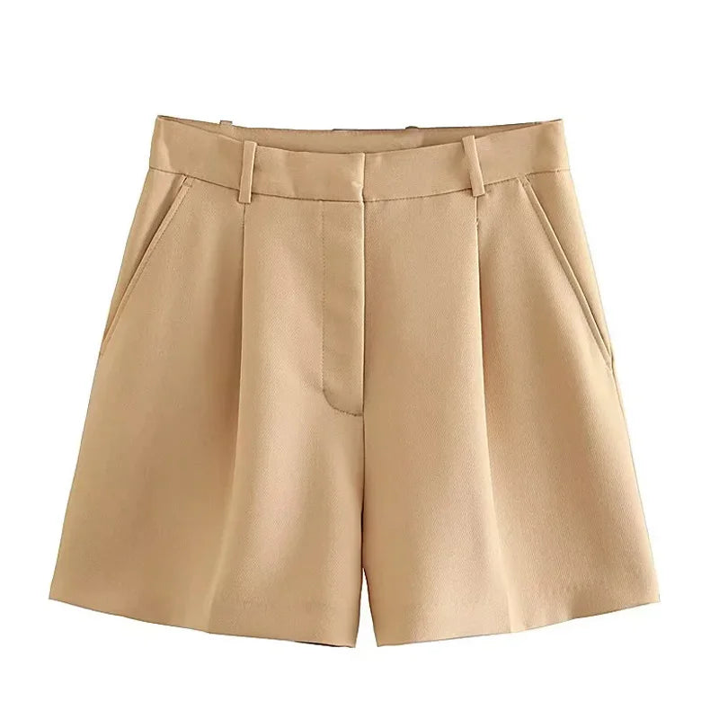 FARRUCCI Women’s High Waist Pleated Shorts Summer 2025 | Black, White & Pink | Luxury Old Money Casual Style