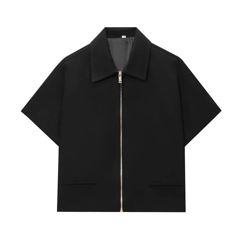 FARRUCCI Women’s Cropped Zipper Jacket | Varsity Style, Short Sleeve — 2025 Collection