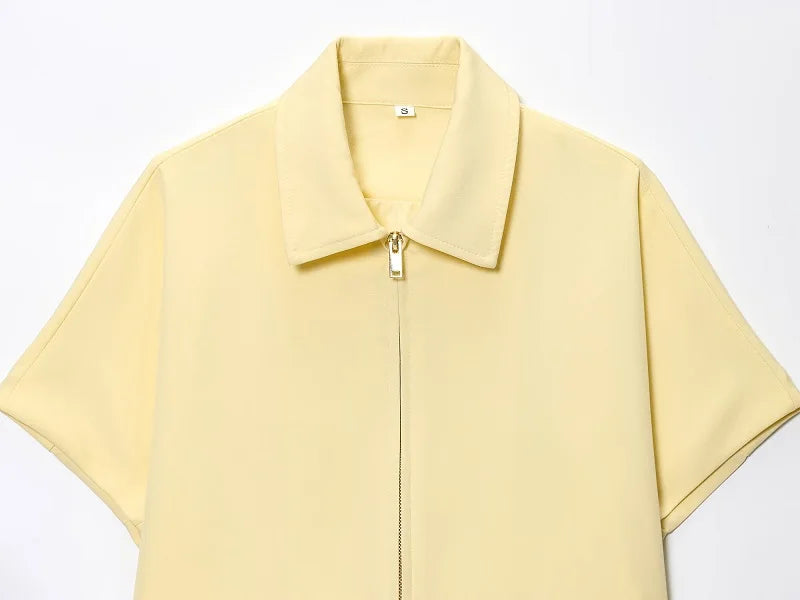 FARRUCCI Women’s Cropped Zipper Jacket | Varsity Style, Short Sleeve — 2025 Collection