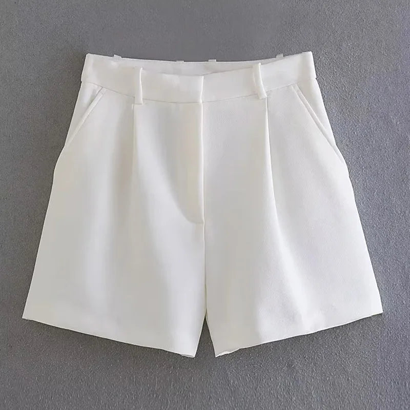 FARRUCCI Women’s High Waist Pleated Shorts Summer 2025 | Black, White & Pink | Luxury Old Money Casual Style