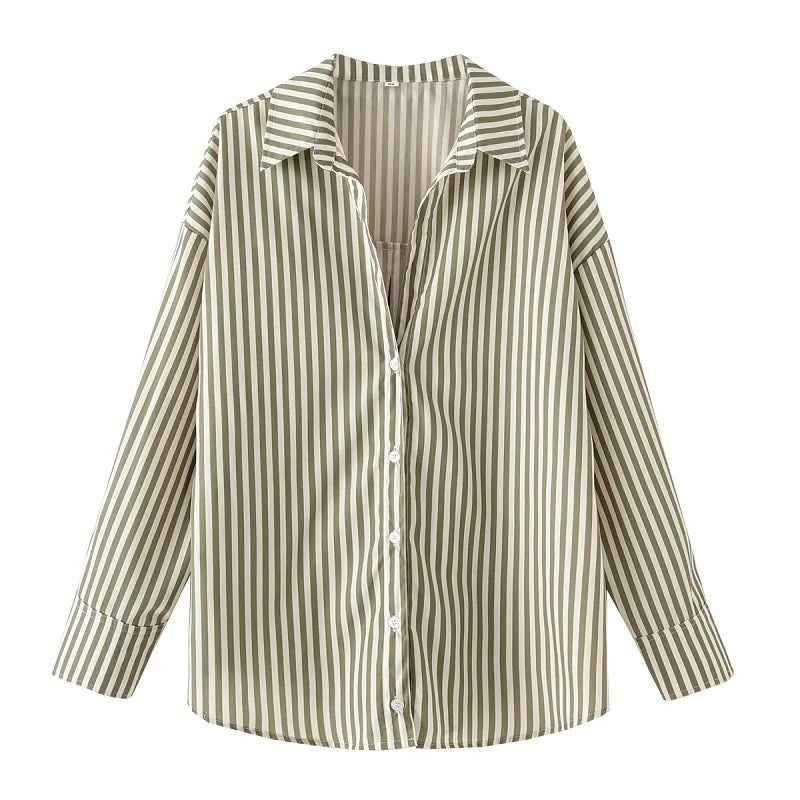 FARRUCCI Women’s Striped Long Sleeve Shirt | Oversized Casual Design — Summer 2025 Collection
