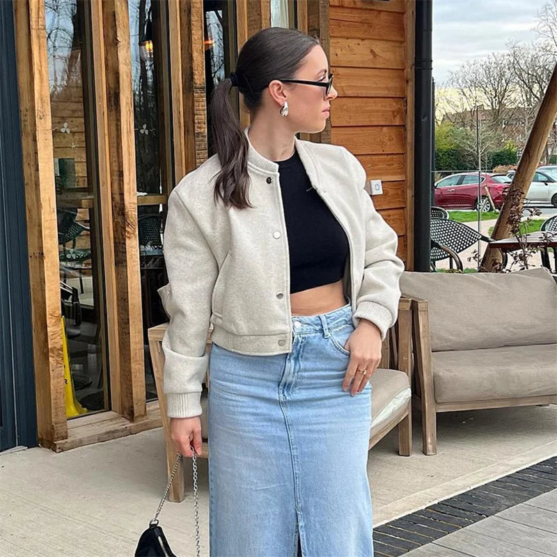 FARRUCCI Cropped Tweed Bomber Jacket — 2025