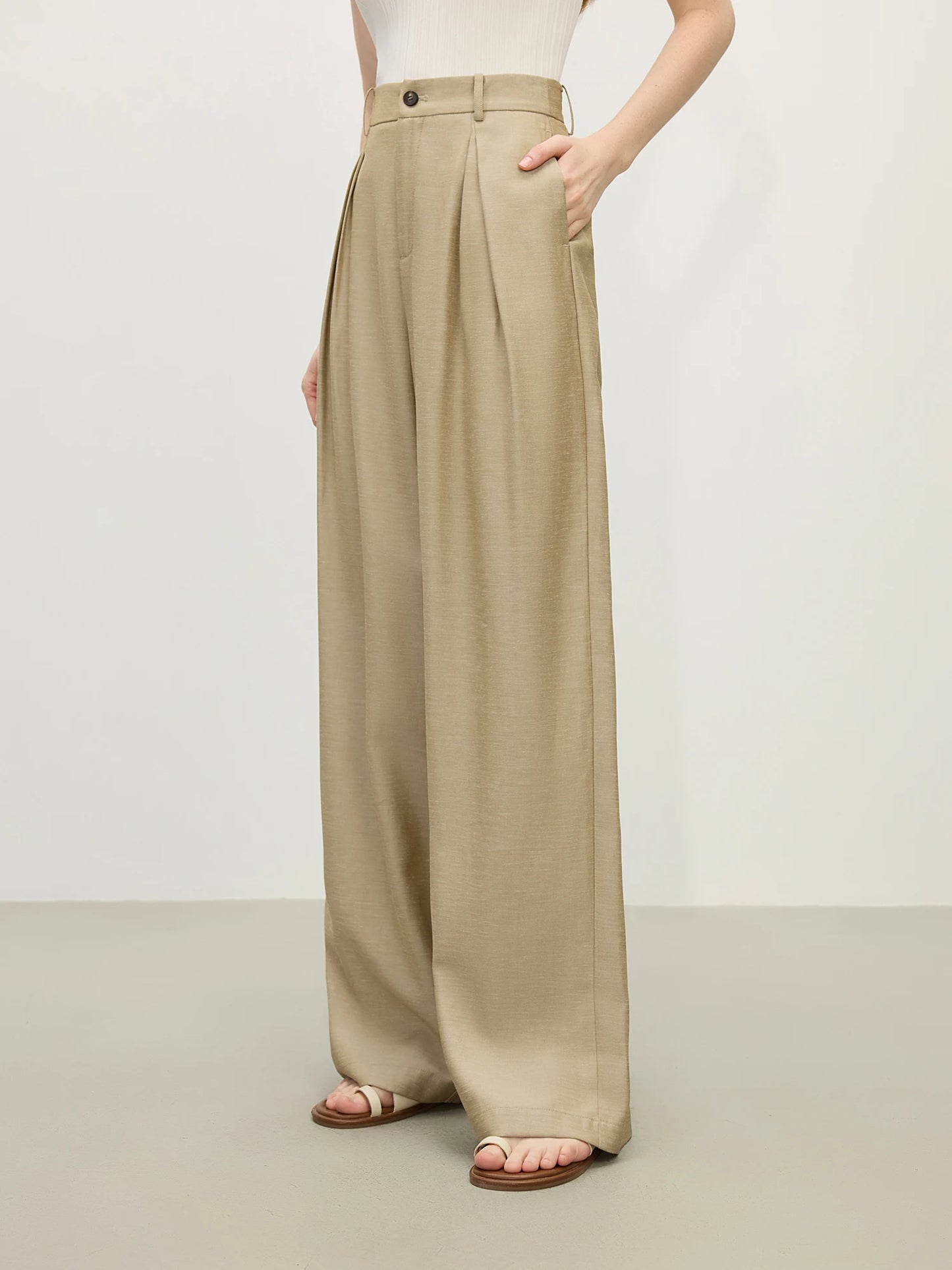 FARRUCCI Women’s Old Money Vintage Tailored Two-Piece Eco Linen Set Adjustable Waist Wide-Leg Pants Summer 2025 | From Boardroom to Brunch Luxury