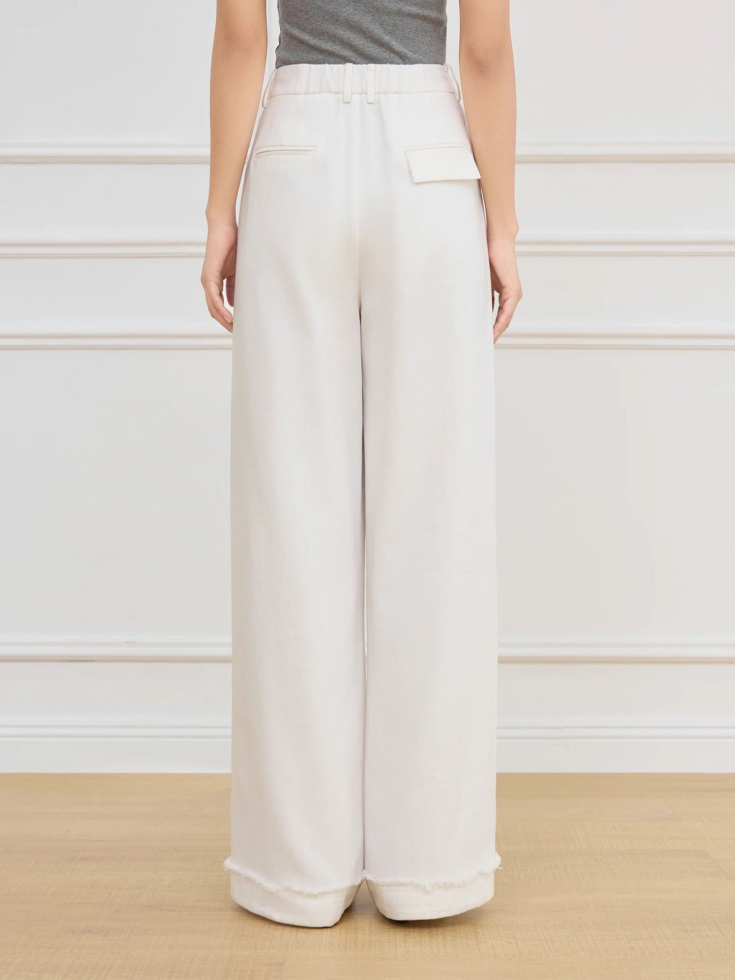FARRUCCI Women’s Beige High Waist Wide Leg Pleated Trousers Spring 2025 | Luxury Old Money Pants