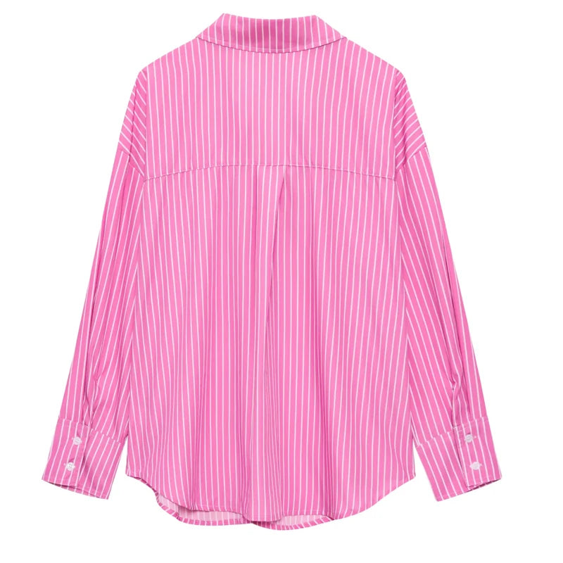 FARRUCCI Women’s Striped Long Sleeve Shirt | Oversized Casual Design — Summer 2025 Collection