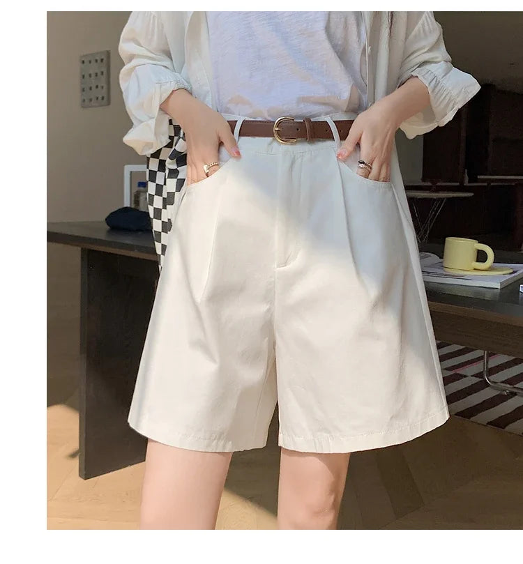 FARRUCCI Women’s High Waist Linen Cotton Cargo Shorts Summer 2025 | Luxury Old Money Casual Style