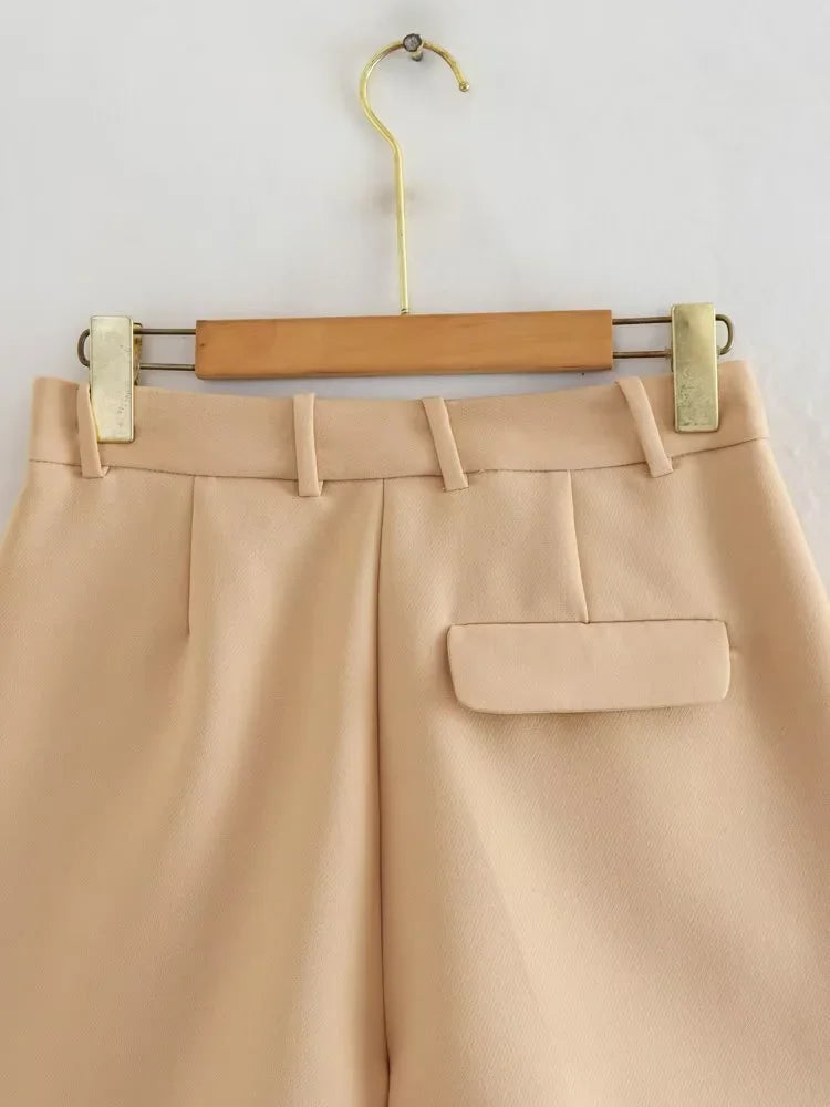 FARRUCCI Women’s High Waist Pleated Shorts Summer 2025 | Black, White & Pink | Luxury Old Money Casual Style