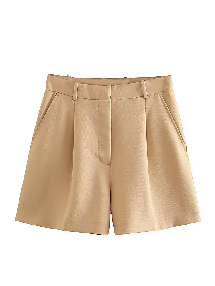 FARRUCCI Women’s High Waist Pleated Shorts Summer 2025 | Black, White & Pink | Luxury Old Money Casual Style
