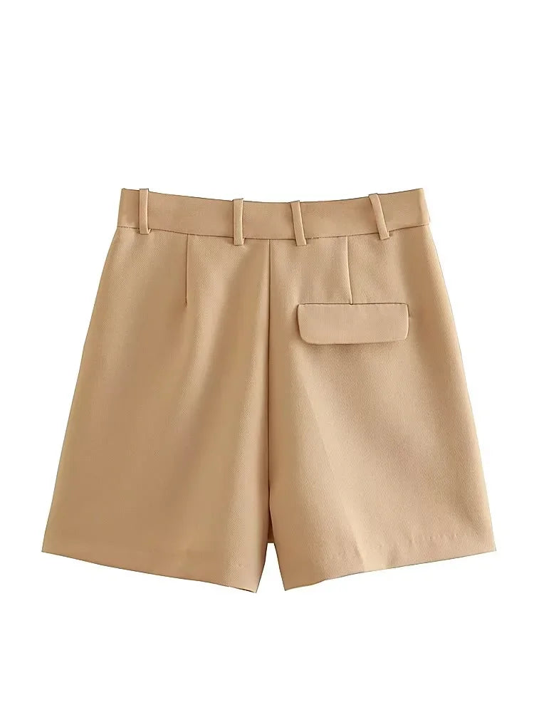 FARRUCCI Women’s High Waist Pleated Shorts Summer 2025 | Black, White & Pink | Luxury Old Money Casual Style