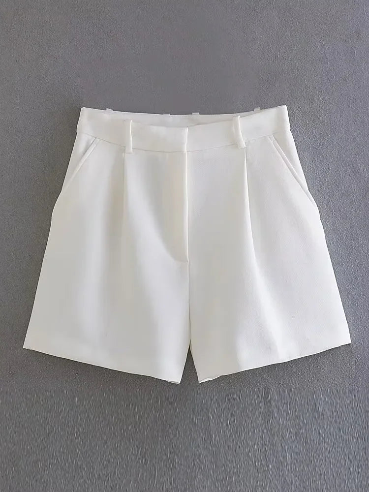 FARRUCCI Women’s High Waist Pleated Shorts Summer 2025 | Black, White & Pink | Luxury Old Money Casual Style