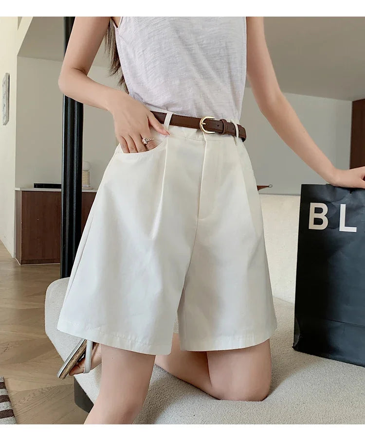 FARRUCCI Women’s High Waist Linen Cotton Cargo Shorts Summer 2025 | Luxury Old Money Casual Style