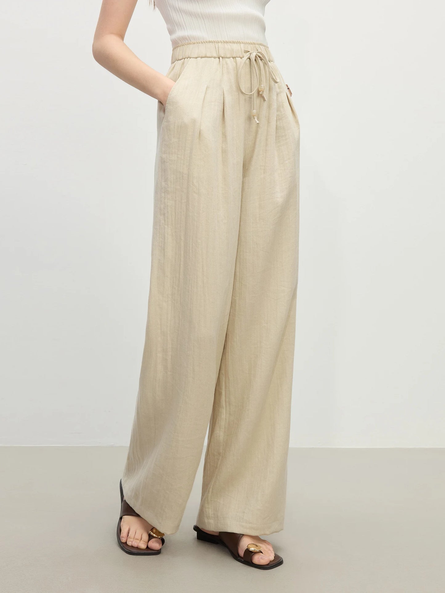 FARRUCCI Women’s Minimalist Linen High Waist Loose Trousers Summer 2025 | Luxury Old Money Casual Style