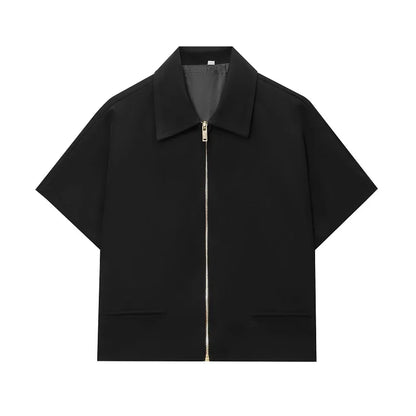 FARRUCCI Women’s Cropped Zipper Jacket | Varsity Style, Short Sleeve — 2025 Collection