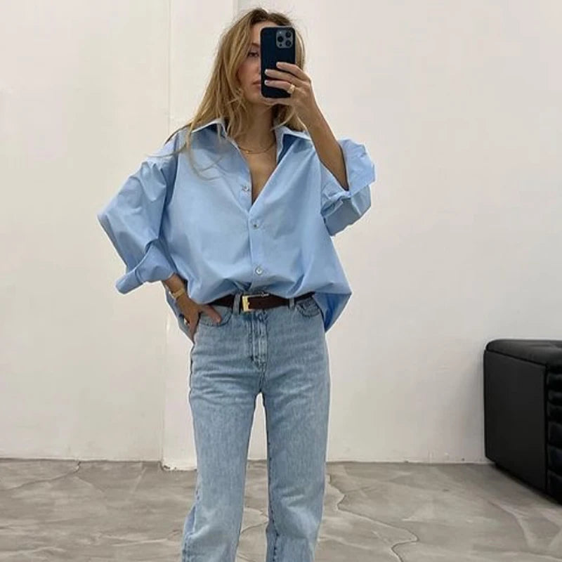 FARRUCCI Women’s Striped Long Sleeve Shirt | Oversized Casual Design — Summer 2025 Collection