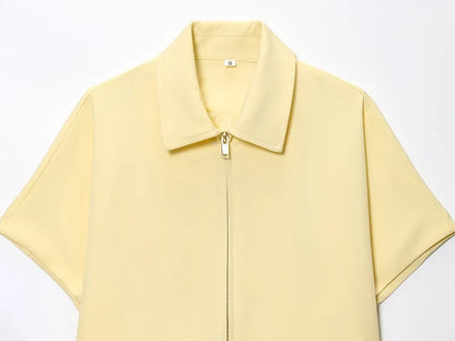 FARRUCCI Women’s Cropped Zipper Jacket | Varsity Style, Short Sleeve — 2025 Collection