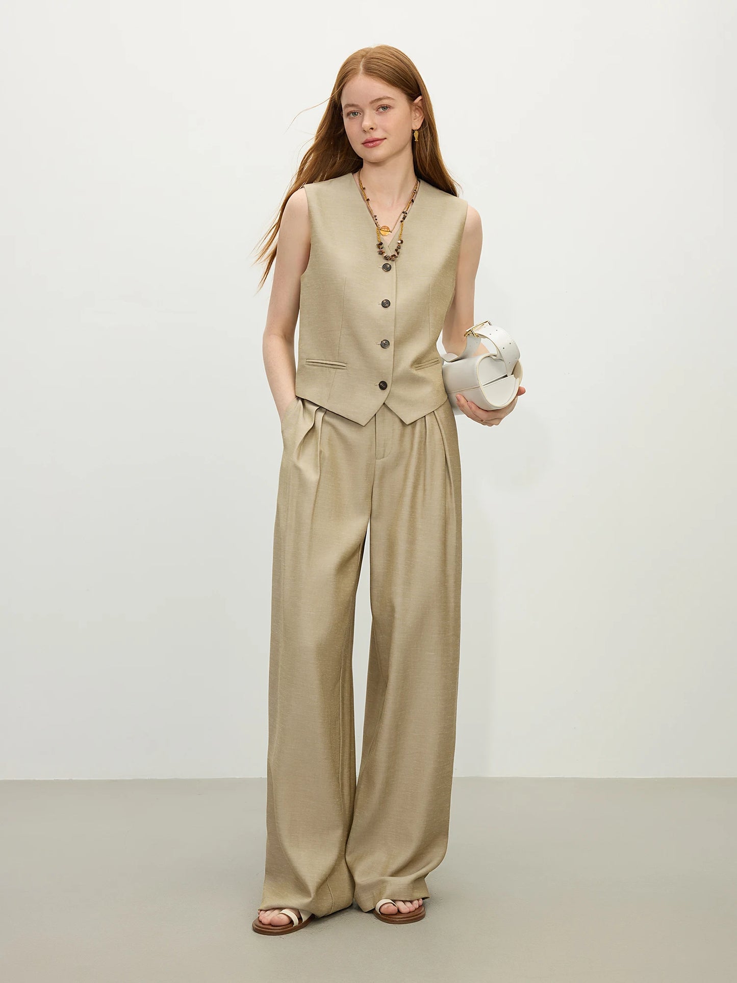 FARRUCCI Women’s Old Money Vintage Tailored Two-Piece Eco Linen Set Adjustable Waist Wide-Leg Pants Summer 2025 | From Boardroom to Brunch Luxury