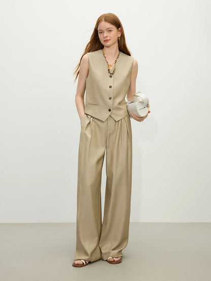 FARRUCCI Women’s Old Money Vintage Tailored Two-Piece Eco Linen Set Adjustable Waist Wide-Leg Pants Summer 2025 | From Boardroom to Brunch Luxury