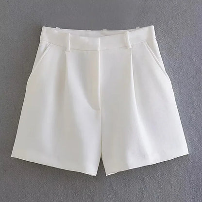 FARRUCCI Women’s High Waist Pleated Shorts Summer 2025 | Black, White & Pink | Luxury Old Money Casual Style