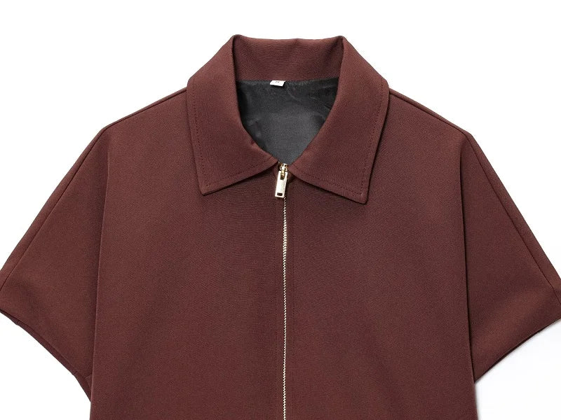 FARRUCCI Women’s Cropped Zipper Jacket | Varsity Style, Short Sleeve — 2025 Collection