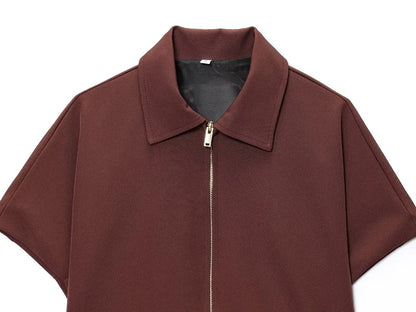 FARRUCCI Women’s Cropped Zipper Jacket | Varsity Style, Short Sleeve — 2025 Collection