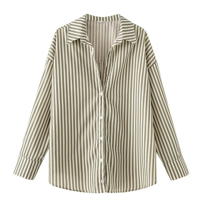 FARRUCCI Women’s Striped Long Sleeve Shirt | Oversized Casual Design — Summer 2025 Collection