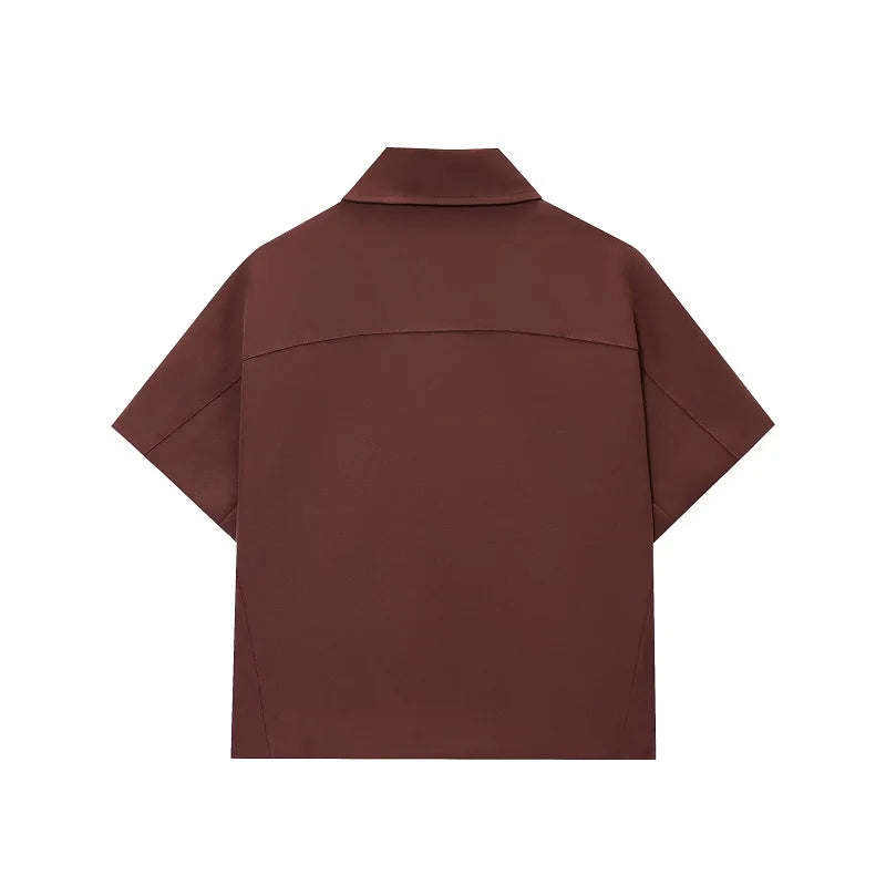 FARRUCCI Women’s Cropped Zipper Jacket | Varsity Style, Short Sleeve — 2025 Collection