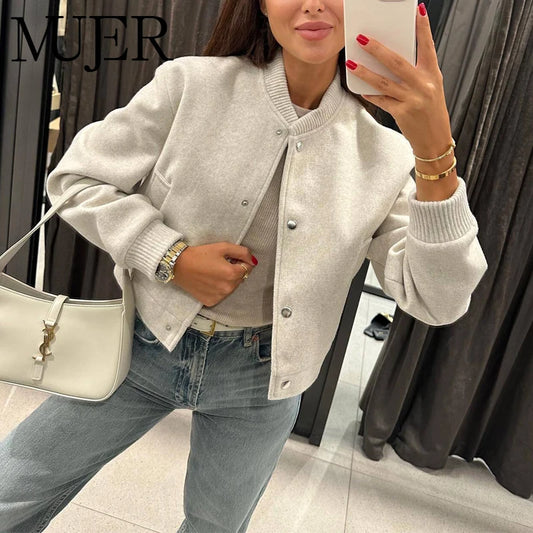 FARRUCCI Cropped Tweed Bomber Jacket — 2025