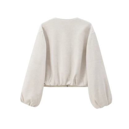 FARRUCCI Women’s Cropped Bomber Jacket 2025 | Front Zipper, Long Sleeve, Soft Sports-Inspired Luxury Outerwear Old Money Style