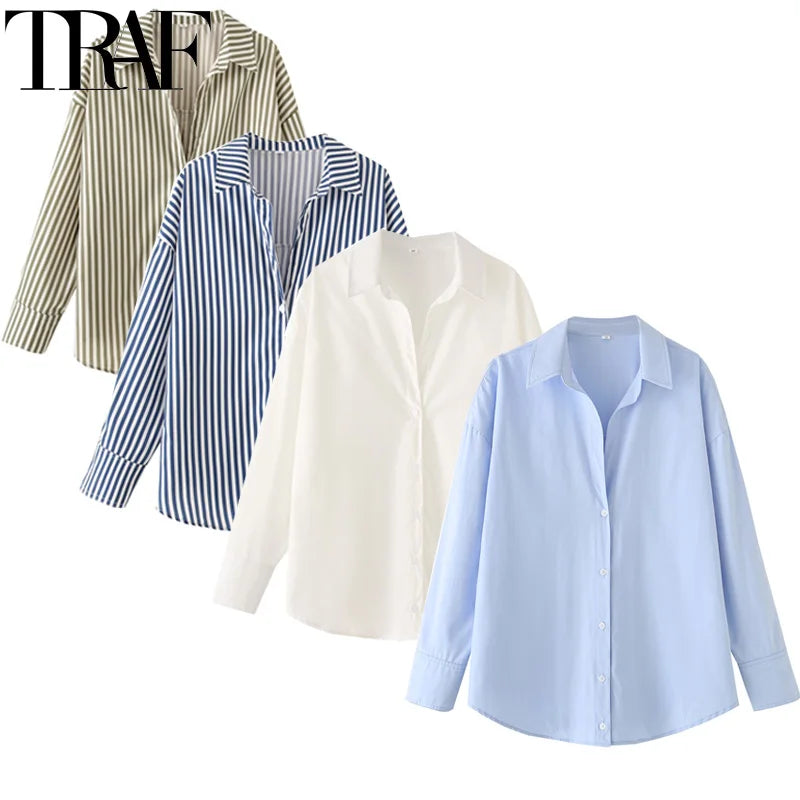 FARRUCCI Women’s Striped Long Sleeve Shirt | Oversized Casual Design — Summer 2025 Collection