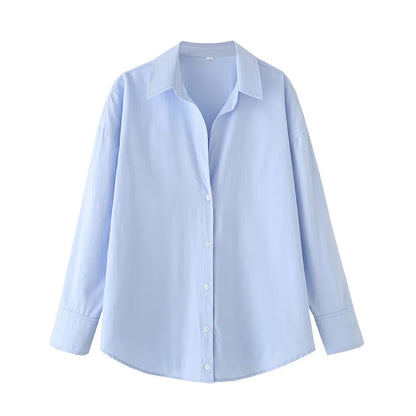 FARRUCCI Women’s Striped Long Sleeve Shirt | Oversized Casual Design — Summer 2025 Collection