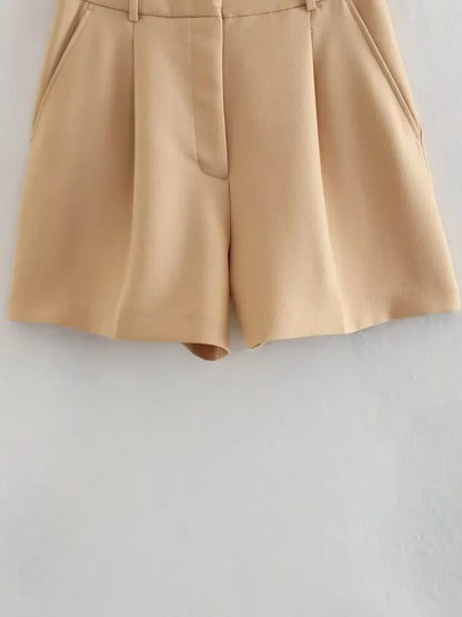 FARRUCCI Women’s High Waist Pleated Shorts Summer 2025 | Black, White & Pink | Luxury Old Money Casual Style