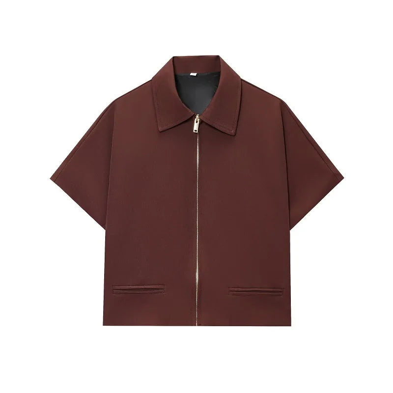FARRUCCI Women’s Cropped Zipper Jacket | Varsity Style, Short Sleeve — 2025 Collection
