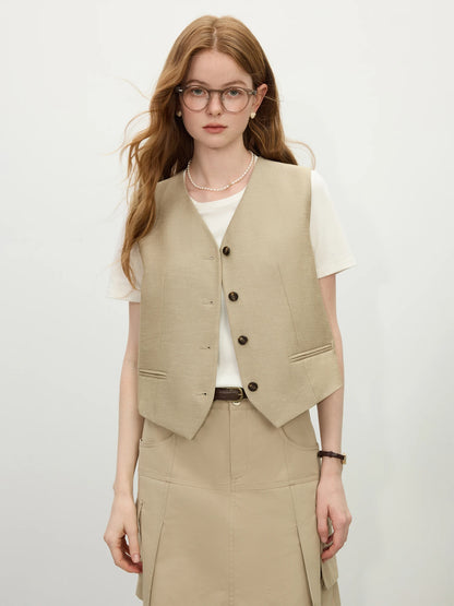 FARRUCCI Women’s Old Money Vintage Tailored Two-Piece Eco Linen Set Adjustable Waist Wide-Leg Pants Summer 2025 | From Boardroom to Brunch Luxury