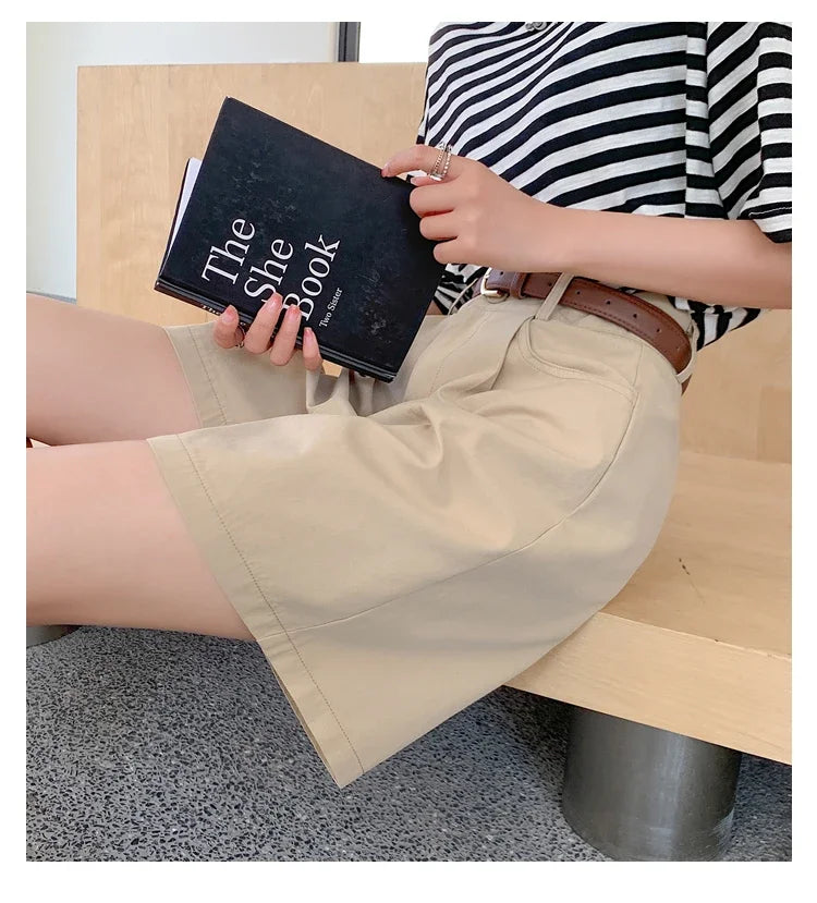 FARRUCCI Women’s High Waist Linen Cotton Cargo Shorts Summer 2025 | Luxury Old Money Casual Style