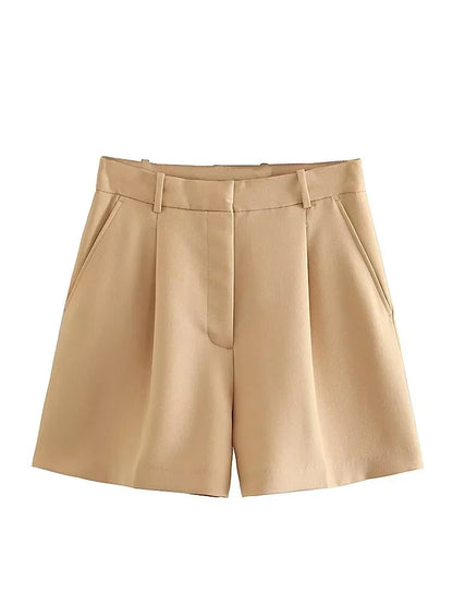 FARRUCCI Women’s High Waist Pleated Shorts Summer 2025 | Black, White & Pink | Luxury Old Money Casual Style