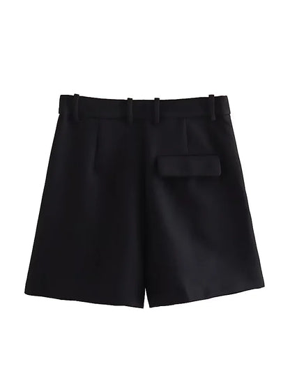 FARRUCCI Women’s High Waist Pleated Shorts Summer 2025 | Black, White & Pink | Luxury Old Money Casual Style