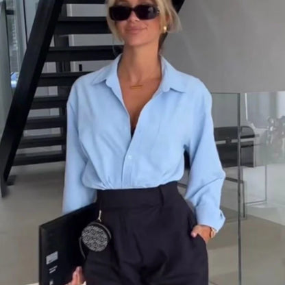 FARRUCCI Women’s Striped Long Sleeve Shirt | Oversized Casual Design — Summer 2025 Collection