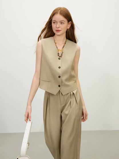 FARRUCCI Women’s Old Money Vintage Tailored Two-Piece Eco Linen Set Adjustable Waist Wide-Leg Pants Summer 2025 | From Boardroom to Brunch Luxury