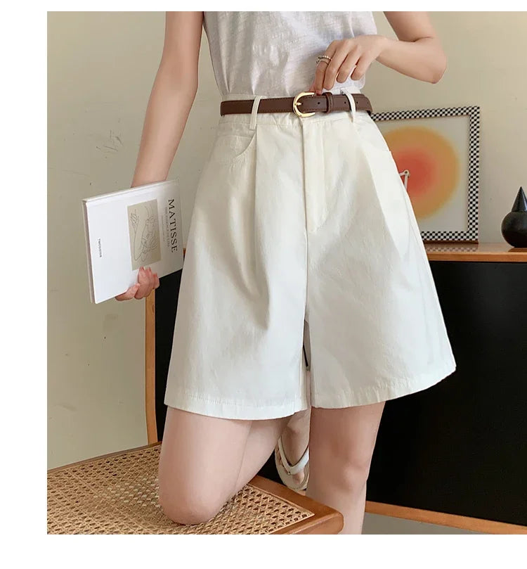 FARRUCCI Women’s High Waist Linen Cotton Cargo Shorts Summer 2025 | Luxury Old Money Casual Style