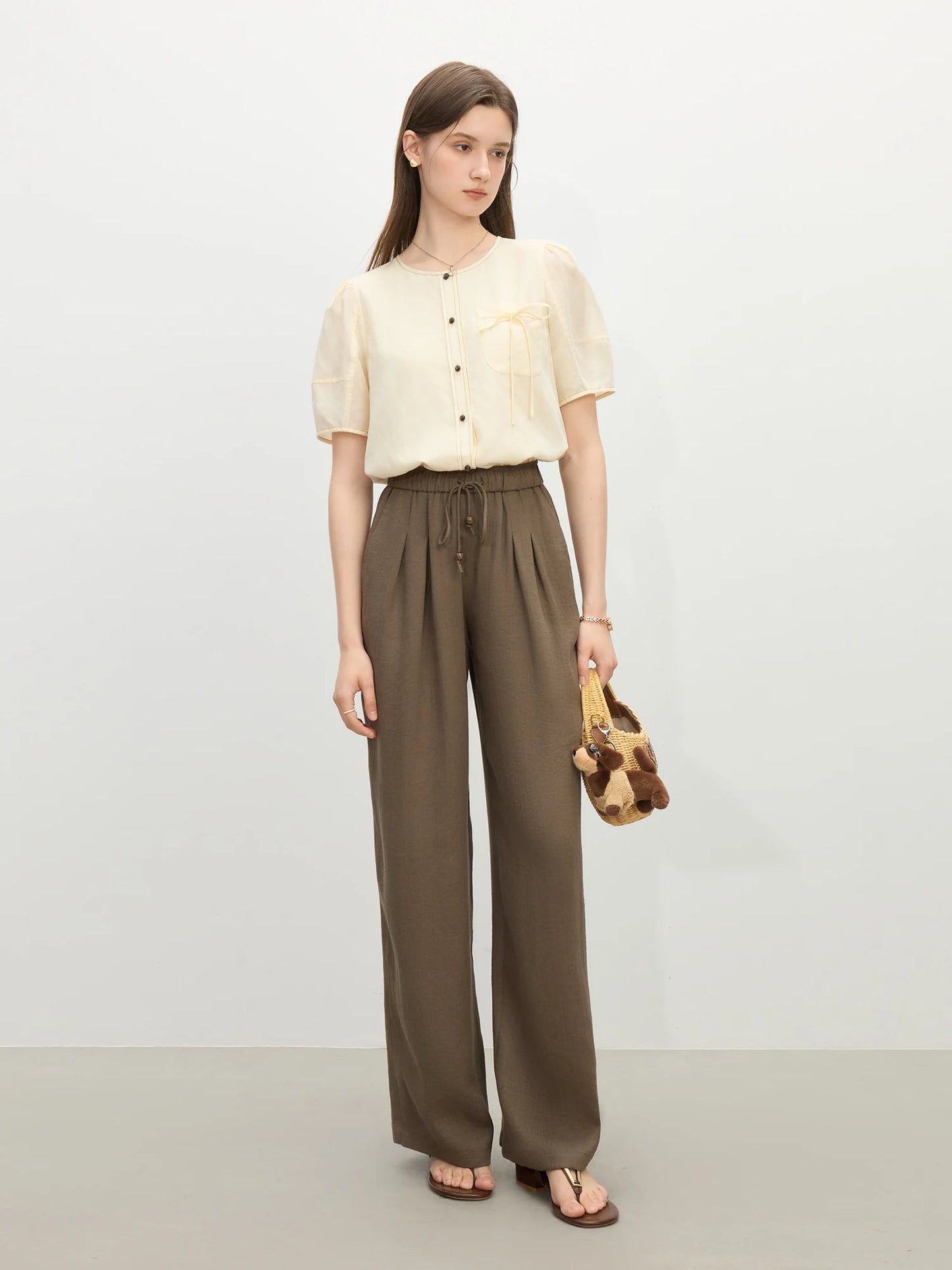 FARRUCCI Women’s Minimalist Linen High Waist Loose Trousers Summer 2025 | Luxury Old Money Casual Style