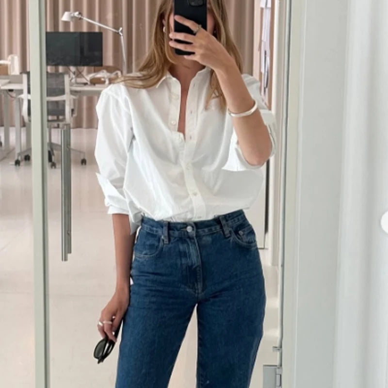 FARRUCCI Women’s Striped Long Sleeve Shirt | Oversized Casual Design — Summer 2025 Collection