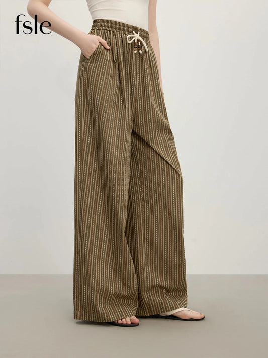 FARRUCCI Women’s Wide-Leg Striped Trousers — Summer 2025
