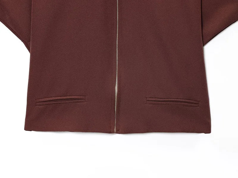 FARRUCCI Women’s Cropped Zipper Jacket | Varsity Style, Short Sleeve — 2025 Collection