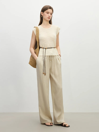 FARRUCCI Women’s Minimalist Linen High Waist Loose Trousers Summer 2025 | Luxury Old Money Casual Style