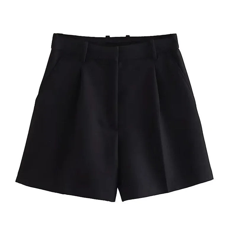 FARRUCCI Women’s High Waist Pleated Shorts Summer 2025 | Black, White & Pink | Luxury Old Money Casual Style