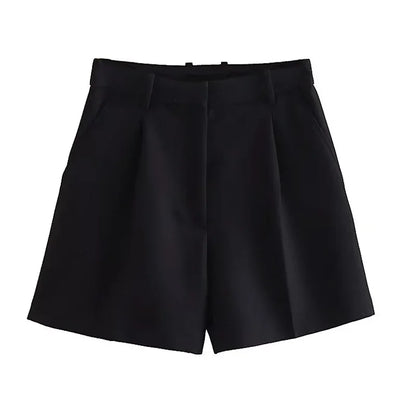 FARRUCCI Women’s High Waist Pleated Shorts Summer 2025 | Black, White & Pink | Luxury Old Money Casual Style