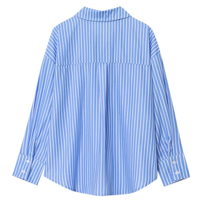 FARRUCCI Women’s Striped Long Sleeve Shirt | Oversized Casual Design — Summer 2025 Collection