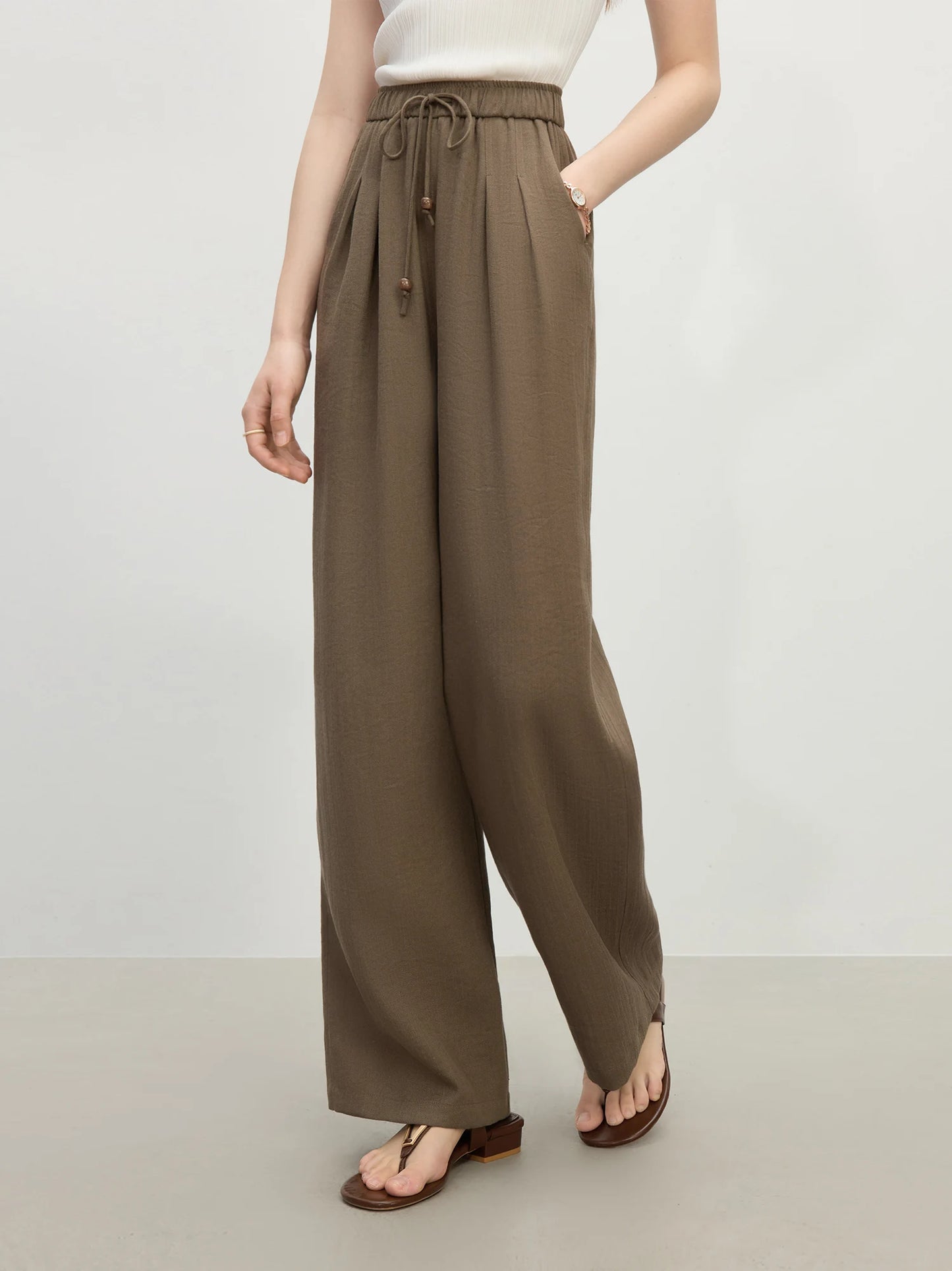 FARRUCCI Women’s Minimalist Linen High Waist Loose Trousers Summer 2025 | Luxury Old Money Casual Style