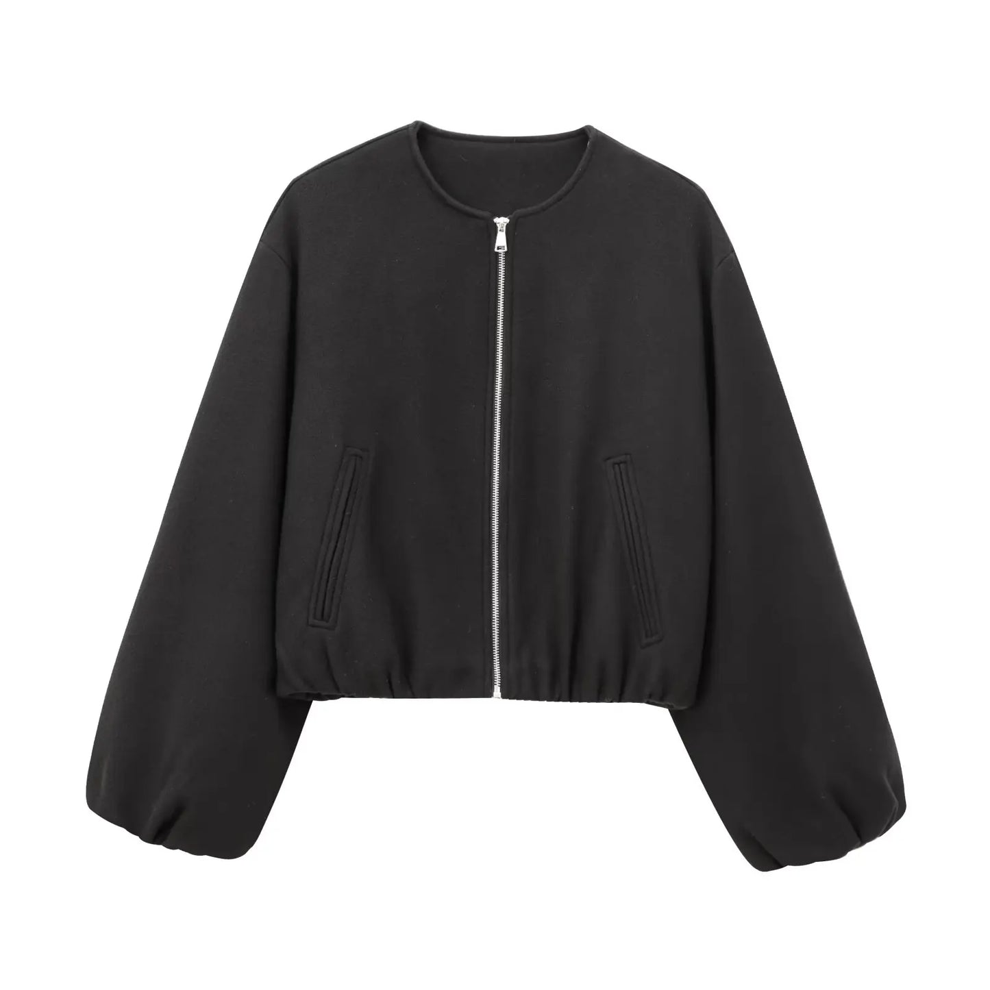 FARRUCCI Women’s Cropped Bomber Jacket 2025 | Front Zipper, Long Sleeve, Soft Sports-Inspired Luxury Outerwear Old Money Style